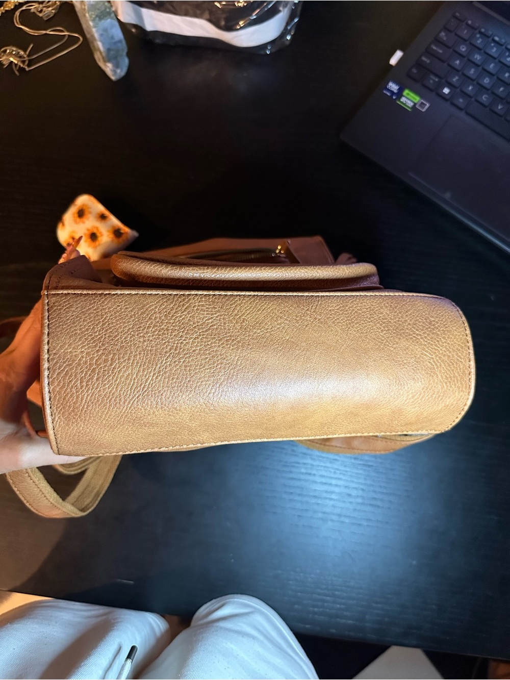 Tan Leather Backpack Convertable Strap - Picture 8 of 8